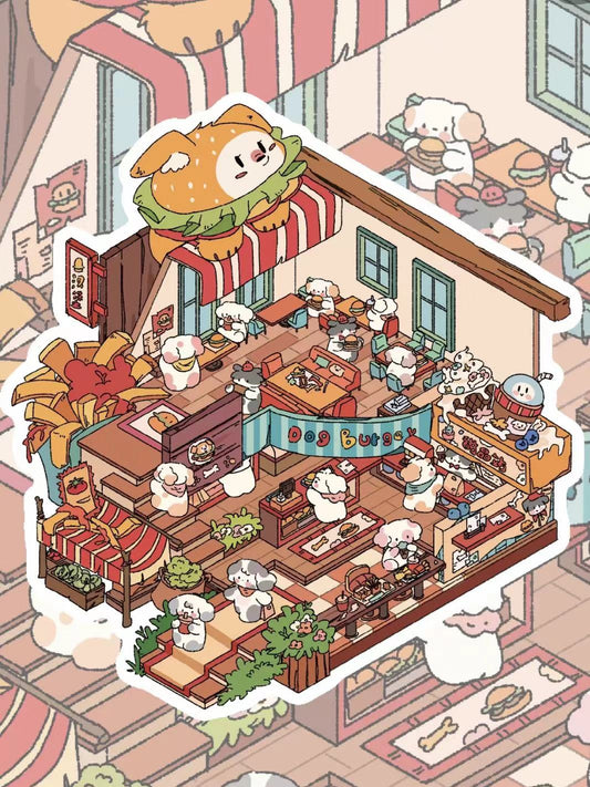 Pre Sale 3D Sticker Scene, DIY Dog Burger Original Design Sticker