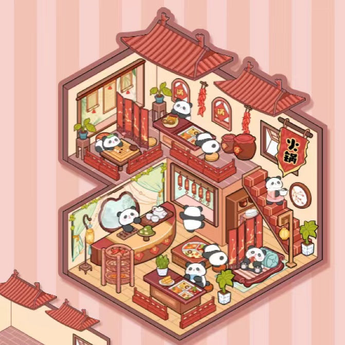 DIY Stickers Scene Make Panda Hot Pot Capybara Peking Opera Bunny House School