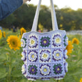 Purple Crochet Bag Handmade Granny Square Shoulder Bag