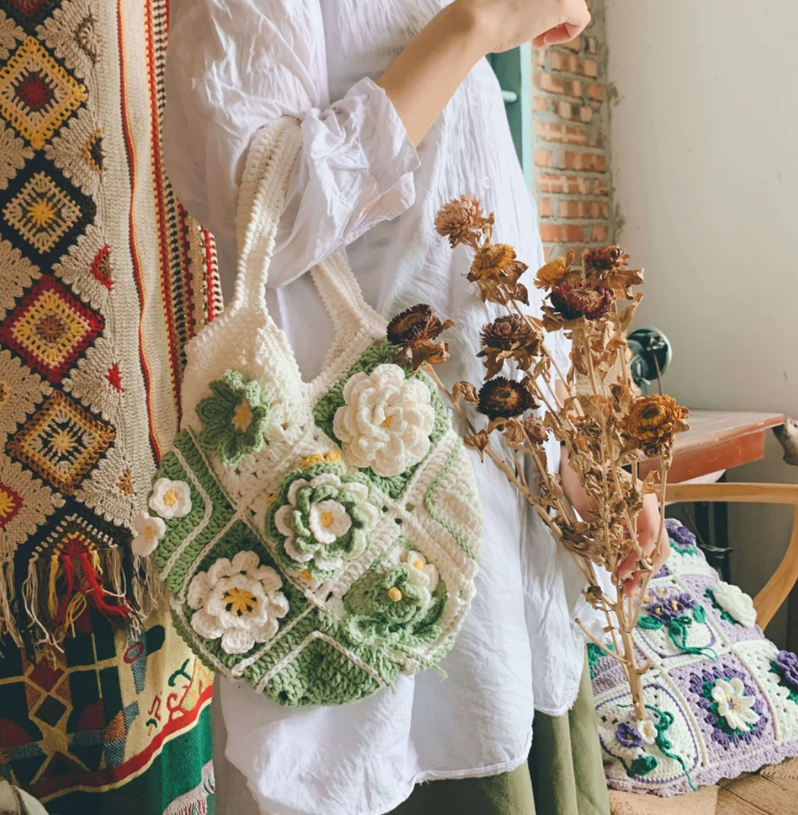 Handmade Camellia Crochet bag