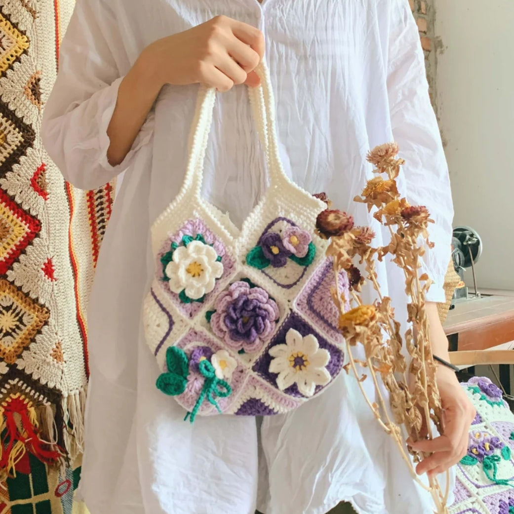 Handmade Camellia Crochet bag