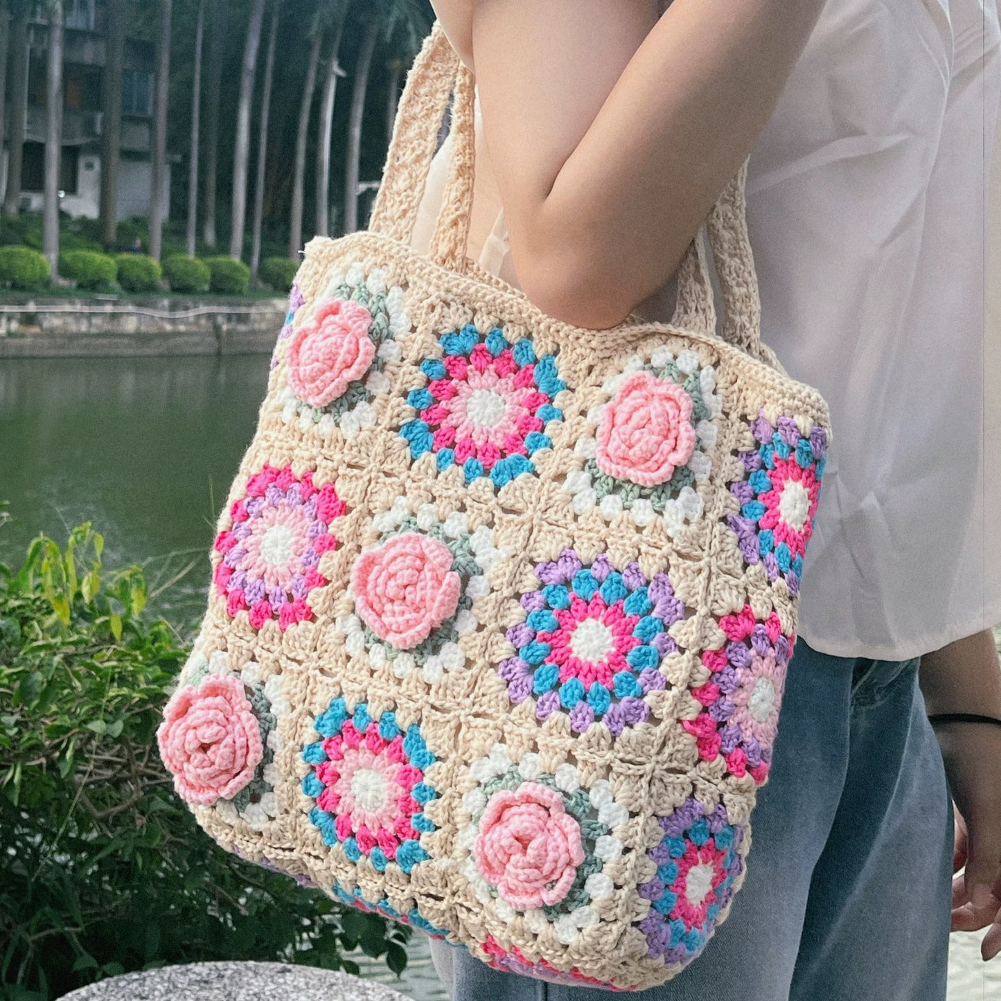 Crochet Camellia Shoulder Bag