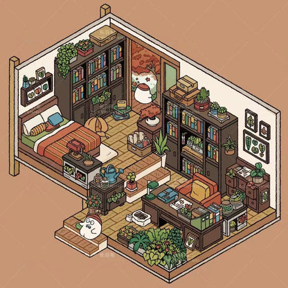 DIY 3D Sticker Scene:Aquarium Dessert House Doll Room Plant Room Magic House