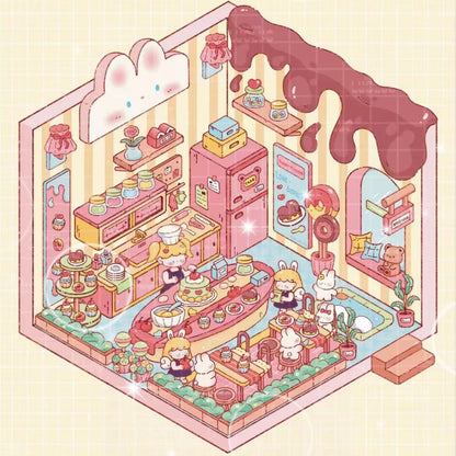 DIY 3D Sticker Scene:Aquarium Dessert House Doll Room Plant Room Magic House