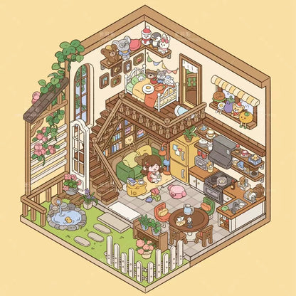DIY 3D Sticker Scene:Aquarium Dessert House Doll Room Plant Room Magic House