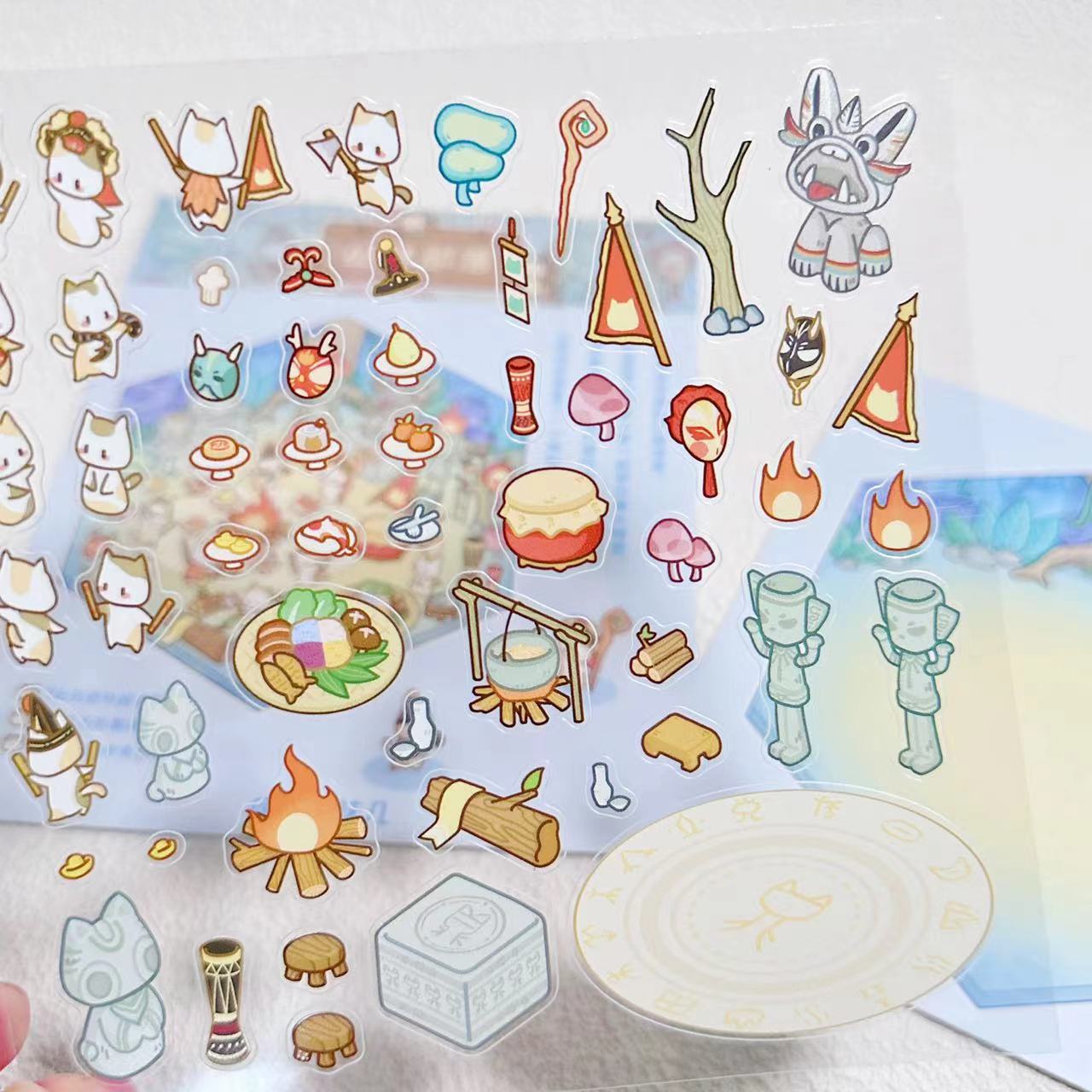 DIY Miniature Sticker Scene,Cat Farm|Outdoor Afternoon Tea|Jungle Tribe|Temple Fair