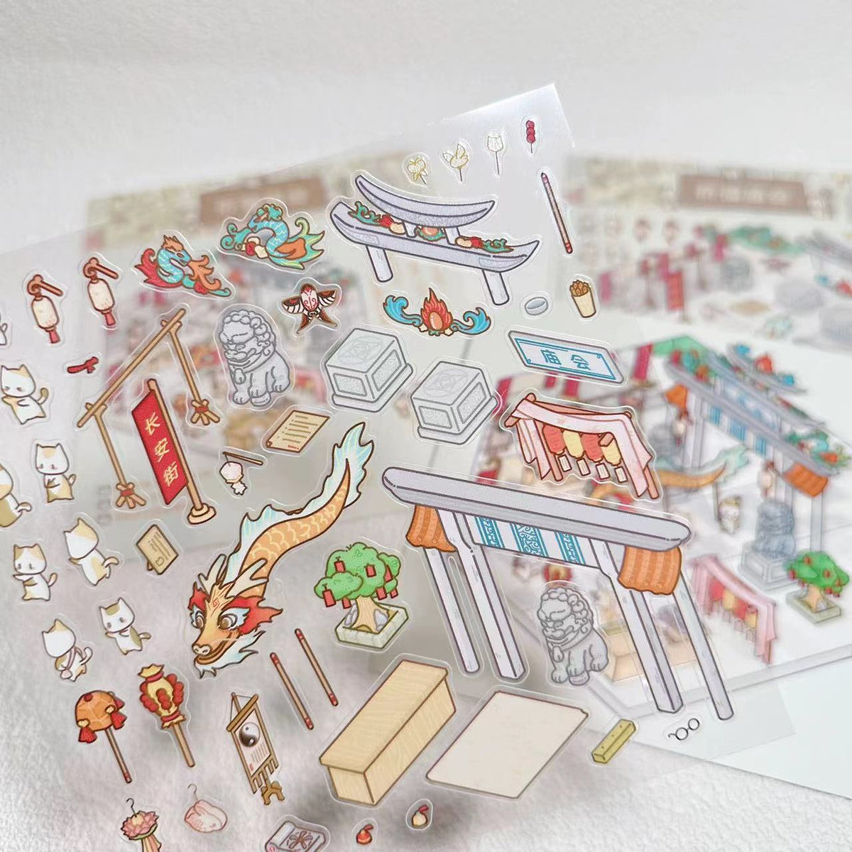 DIY Miniature Sticker Scene,Cat Farm|Outdoor Afternoon Tea|Jungle Tribe|Temple Fair