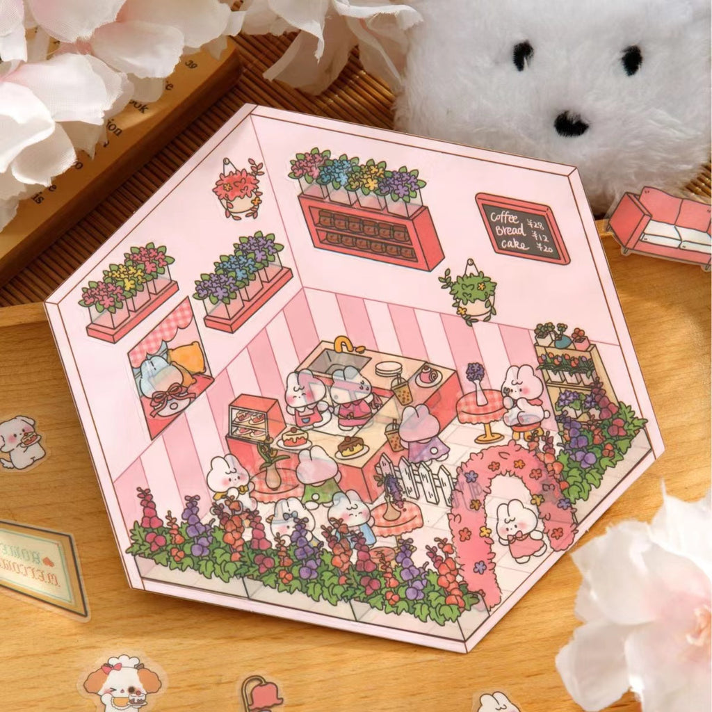 Sticker Scene! Flower Coffee|Cruise Ship Party|Capybara Home|Christmas House|Panda Bookstore