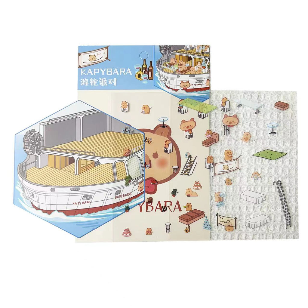 Sticker Scene! Flower Coffee|Cruise Ship Party|Capybara Home|Christmas House|Panda Bookstore