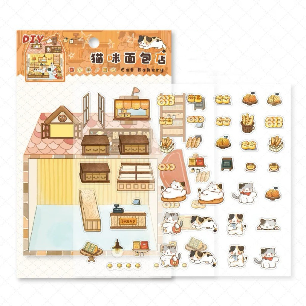 DIY Cat Bakery Bread Restaurant Drink Sticker Scenes