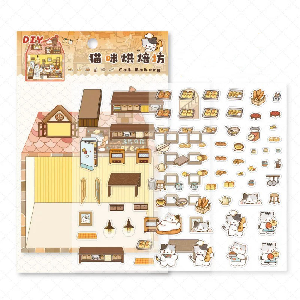DIY Cat Bakery Bread Restaurant Drink Sticker Scenes