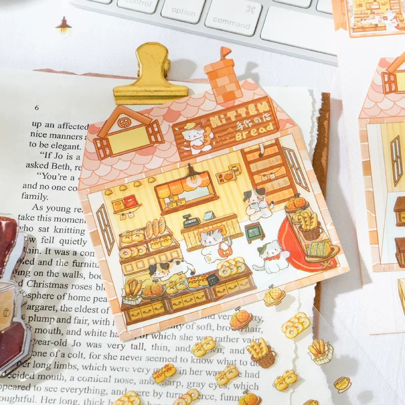 DIY Cat Bakery Bread Restaurant Drink Sticker Scenes