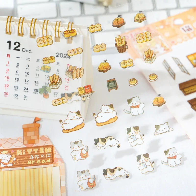 DIY Cat Bakery Bread Restaurant Drink Sticker Scenes