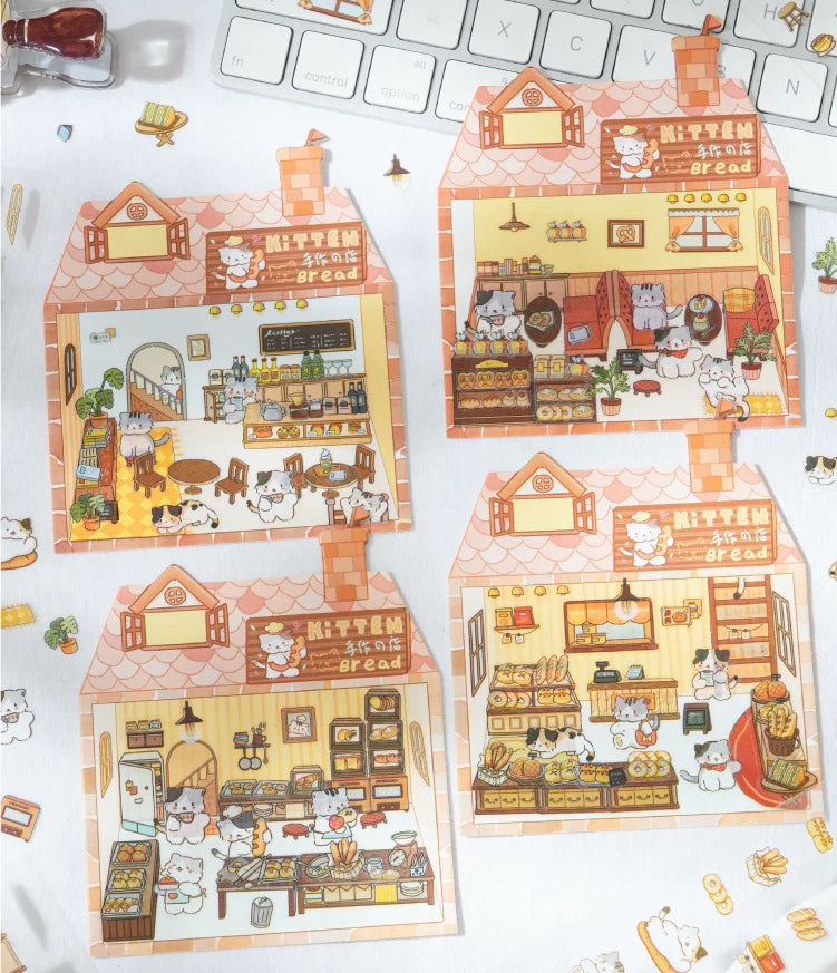 DIY Cat Bakery Bread Restaurant Drink Sticker Scenes