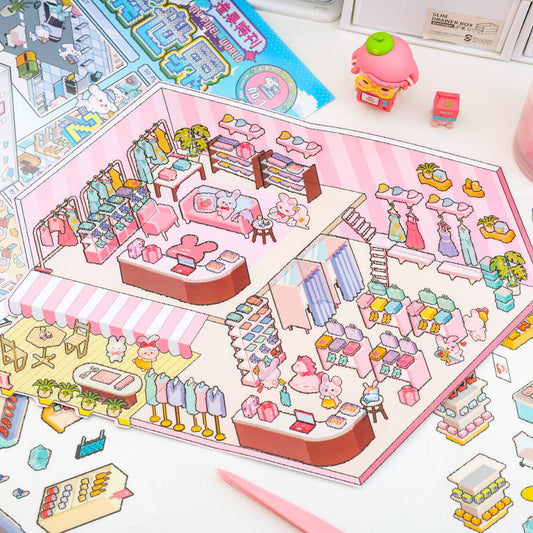 Pixel 3D Sticker Scene:Dreamy Clothing Store|Coffee Shop|Supermarket|Nursery