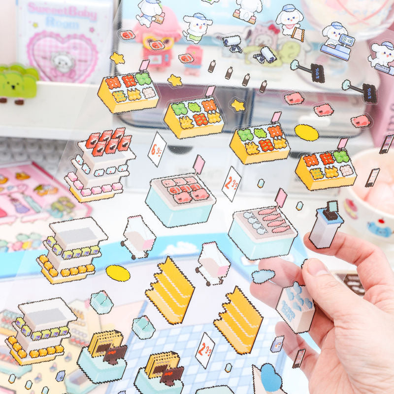 Pixel 3D Sticker Scene:Dreamy Clothing Store|Coffee Shop|Supermarket|Nursery