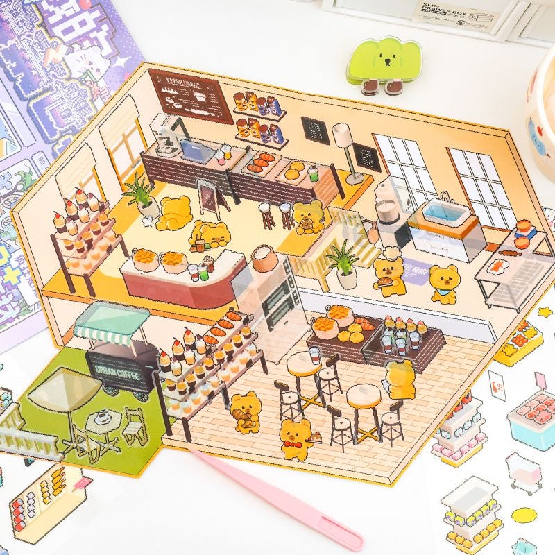 Pixel 3D Sticker Scene:Dreamy Clothing Store|Coffee Shop|Supermarket|Nursery