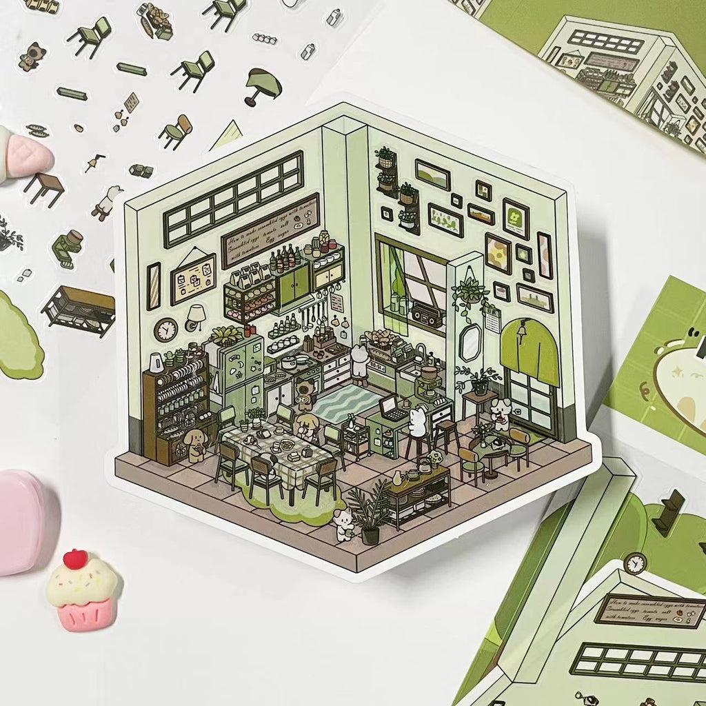 DIY 3D Sticker Scene: Conservatory|Pharma Plant|Power Station|Machine Factory