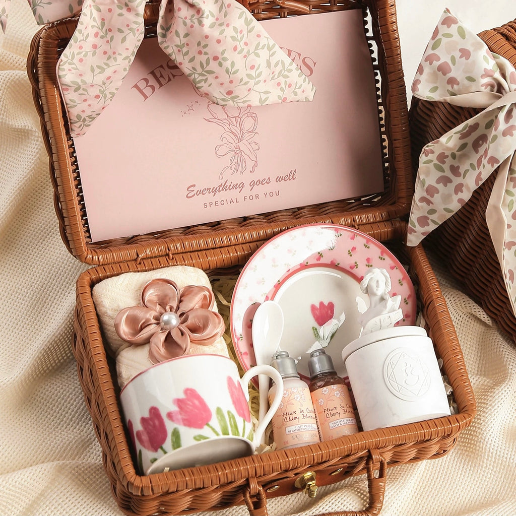 Green & Pink Self Care Basket For Her