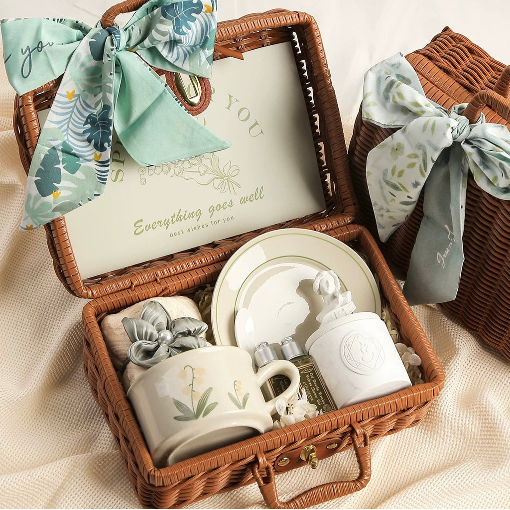 Green & Pink Self Care Basket For Her