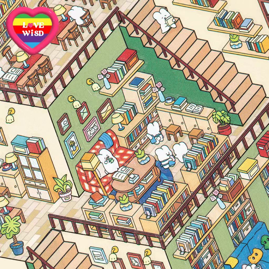 Big Sticker Scene! DIY 3 Story Super Market Book Shop 3D Miniature Sticker