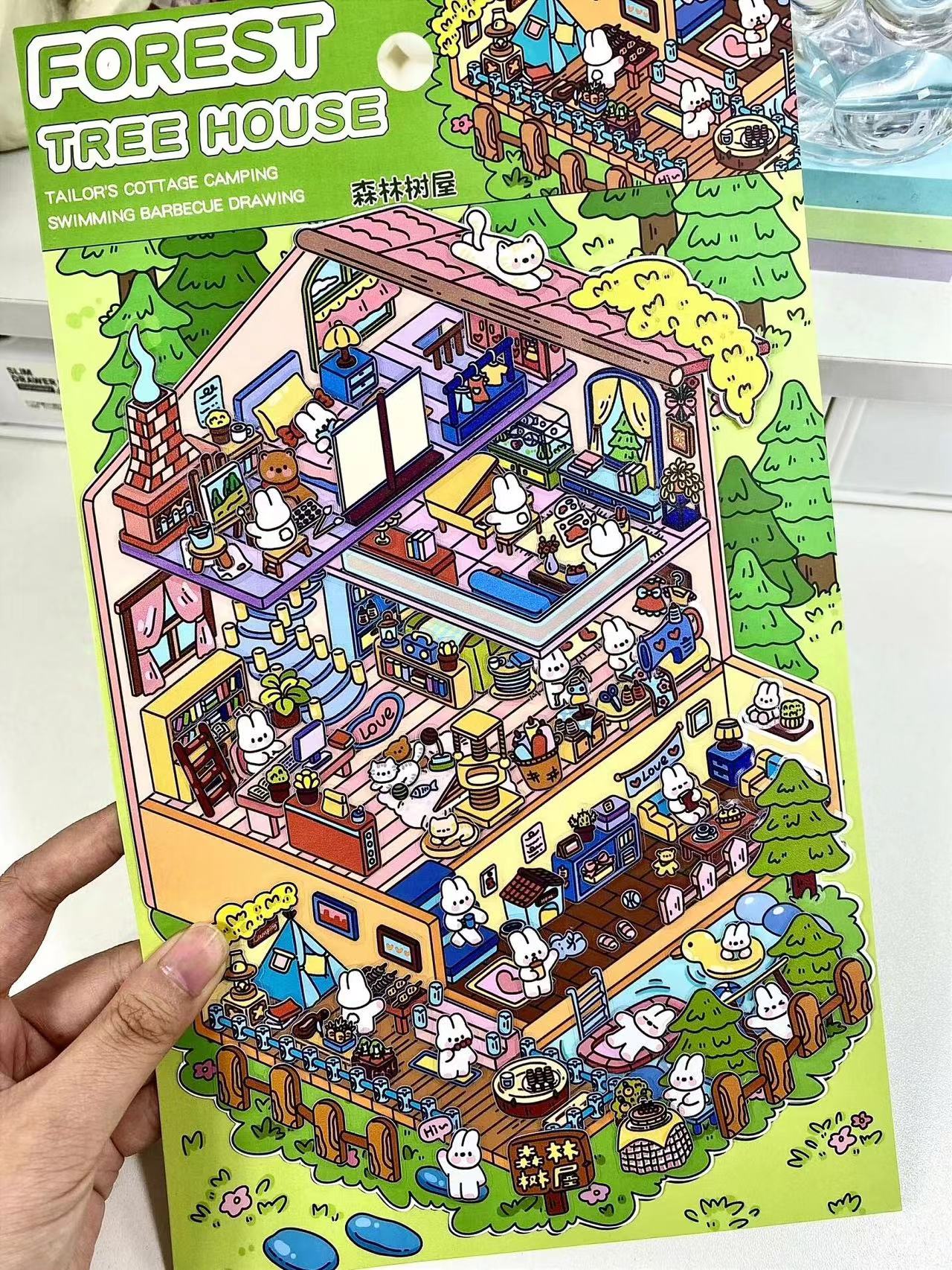 Big 3D Sticker Scene,Make Your Own Forest Tree House Canned Apartment
