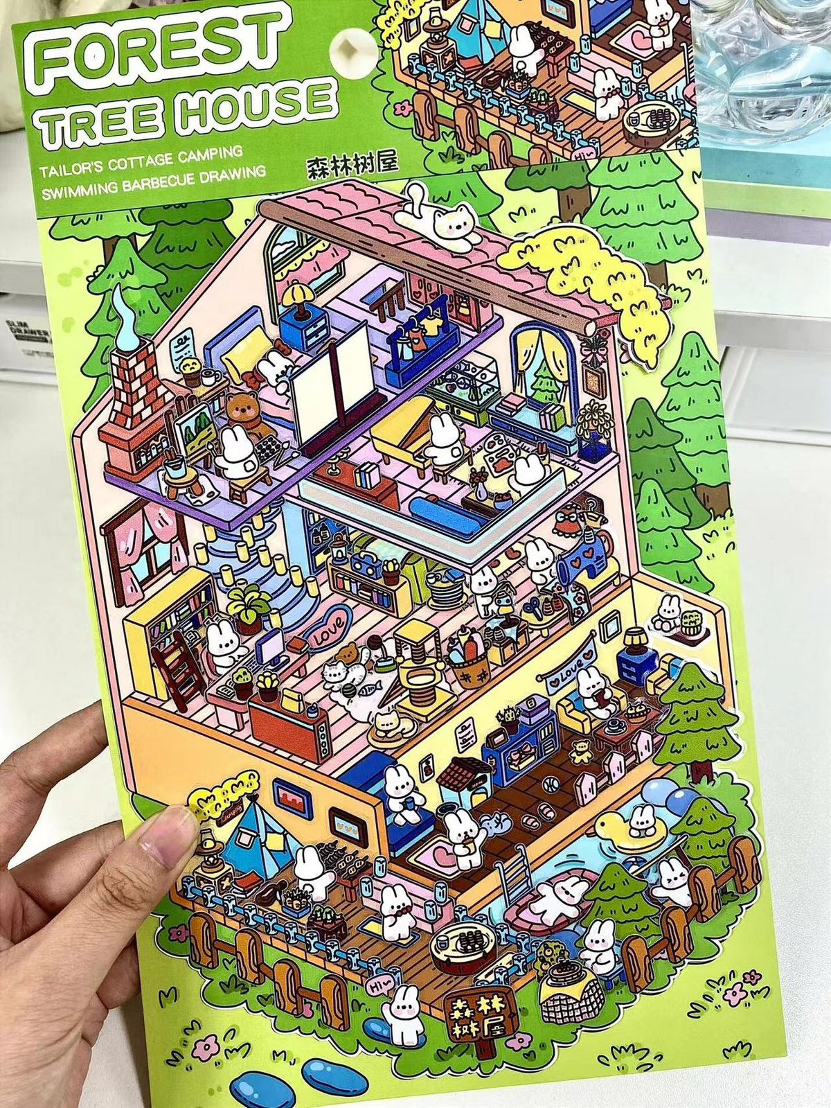 Big 3D Sticker Scene,Make Your Own Forest Tree House Canned Apartment