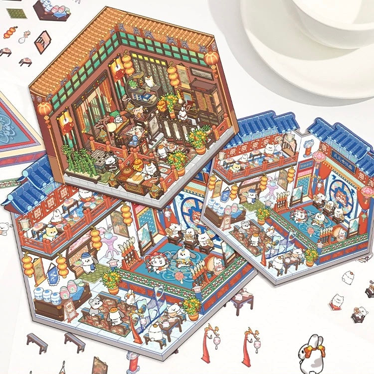 Make Ancient Chinese Architecture Sticker Scene