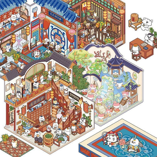 Make Ancient Chinese Architecture Sticker Scene
