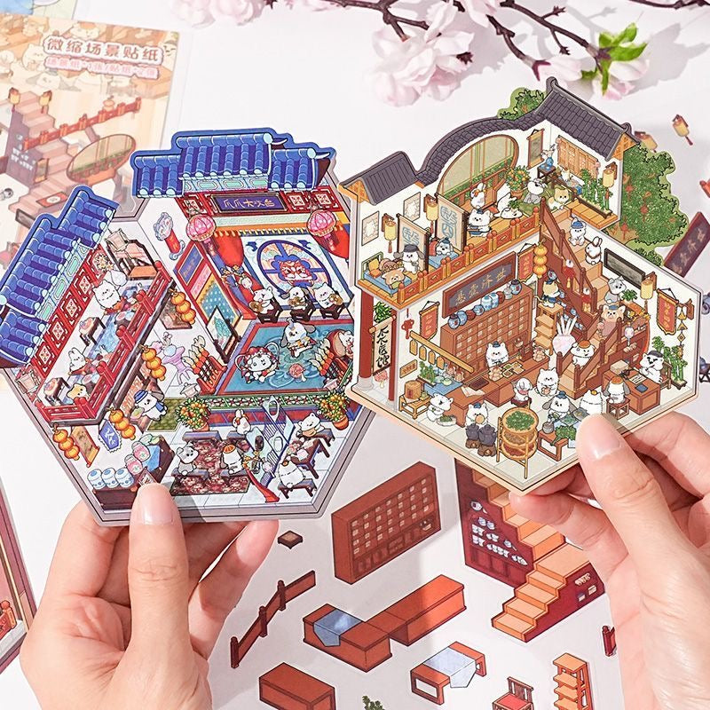 Make Ancient Chinese Architecture Sticker Scene