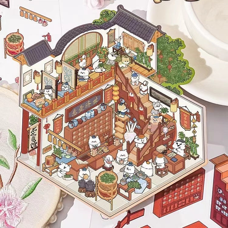 Make Ancient Chinese Architecture Sticker Scene