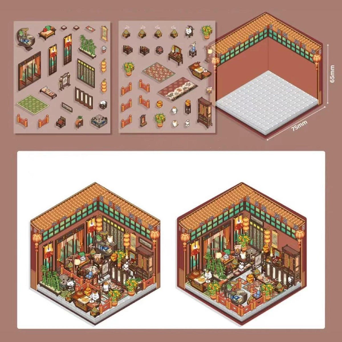 Make Ancient Chinese Architecture Sticker Scene