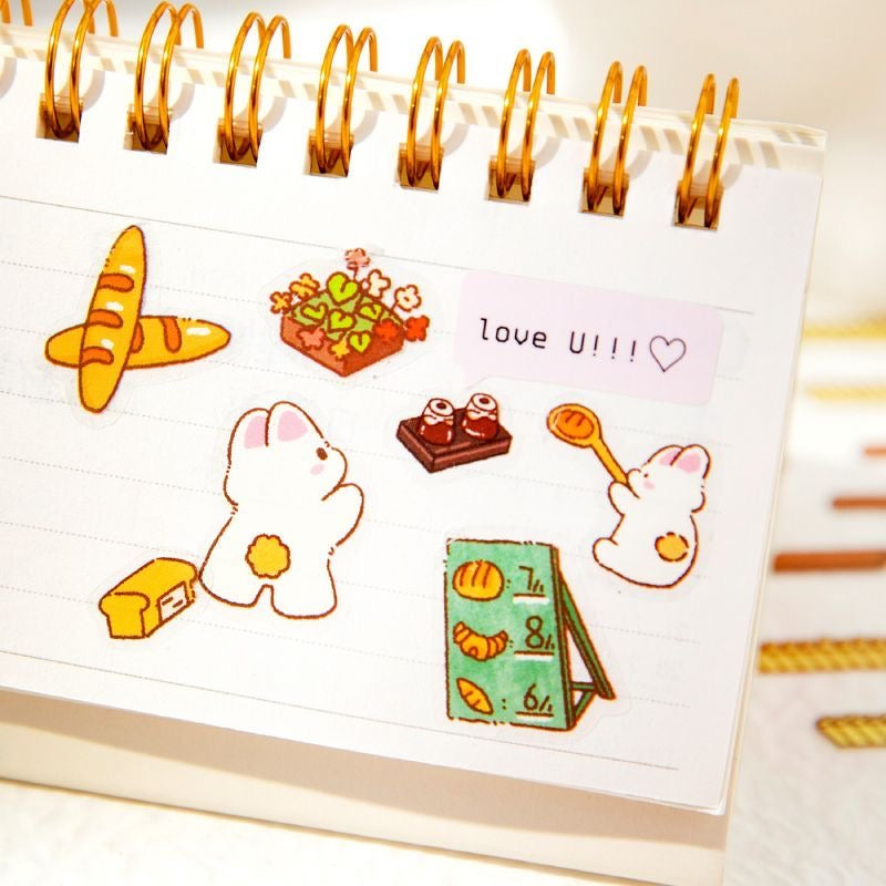 3D Sticker Scene,Make Bunny Coffee Shop Chocolate House Cake Bread Shop