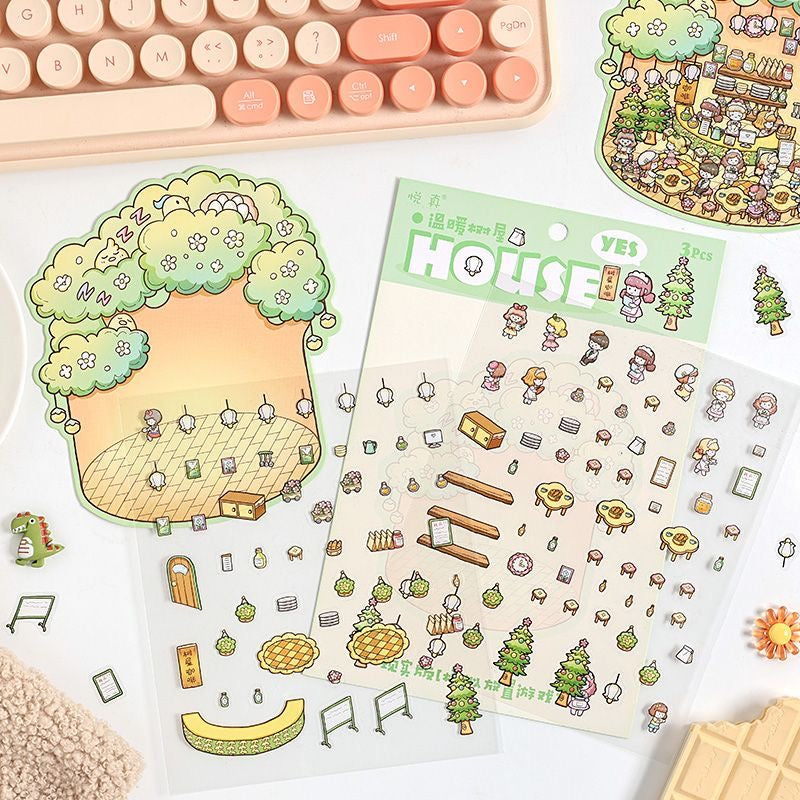 DIY Miniature Sticker Scene,Make World In Bottle Tree House Crystal Paradise GreenHouse