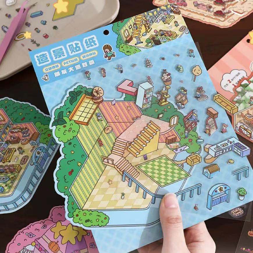 3D Miniature Scene Stickers, DIY Pumpkin House|Marshmallow Restaurant|Party|Spring Festival