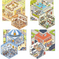 Double Layerd Landscape Stickers DIY Buffet Police Station Train Station Hotel