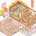 3D House Sticker Sheet, DIY Boutique Dressmaker Workshop Autumn Bakery Flower Shop