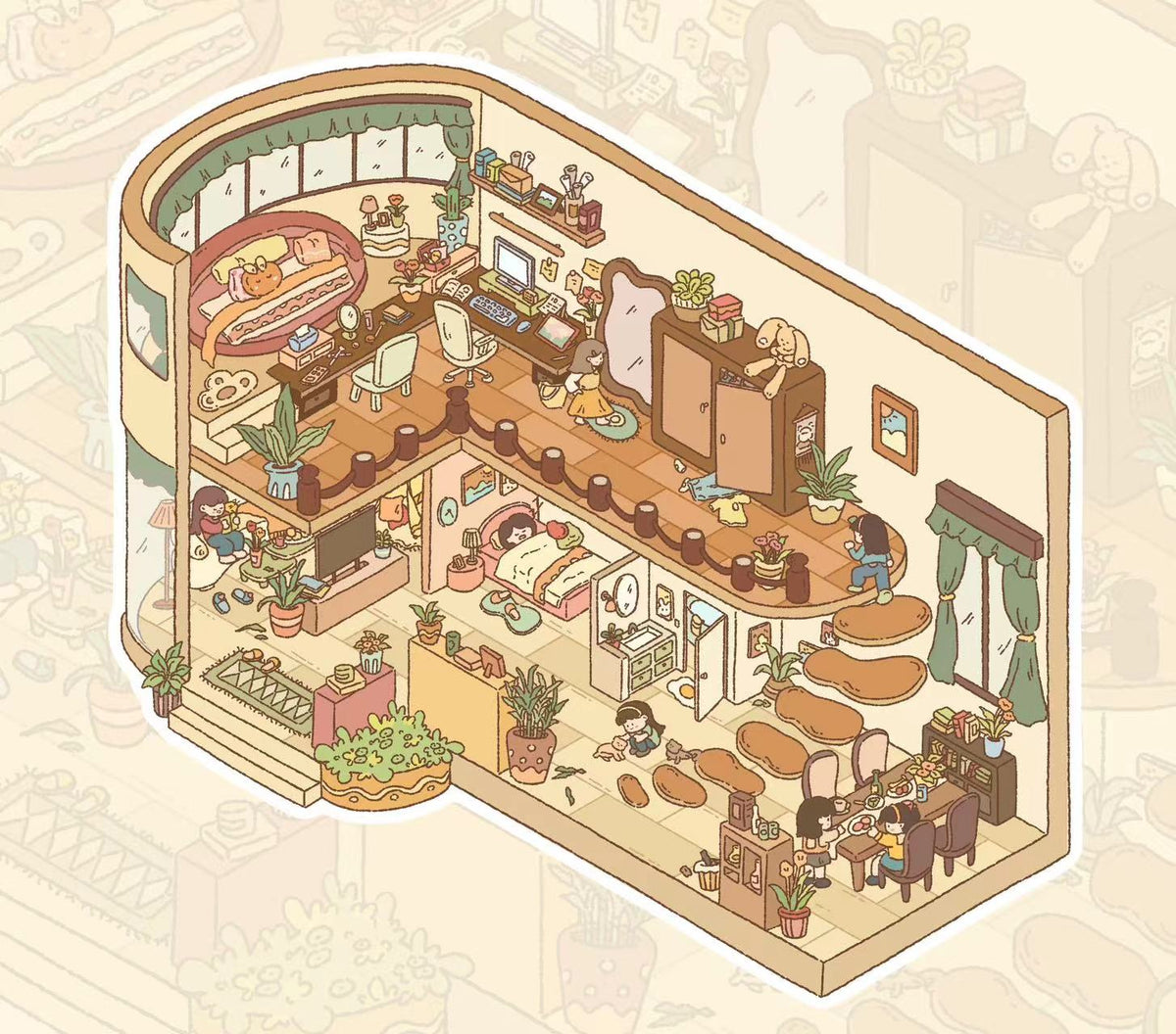 3D Stickers Scene Make your Own |Cozy House|Tree House|Purple Wardrobe