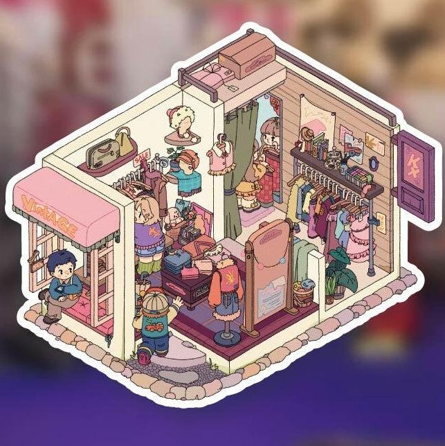 3D Stickers Scene Make your Own |Cozy House|Tree House|Purple Wardrobe