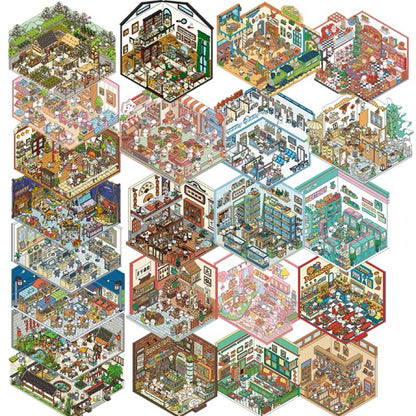 Sticker Scenes! Create DIY Bookstore|Izakaya|Sweet Cake|Burger Shop|Hotpot Restaurant