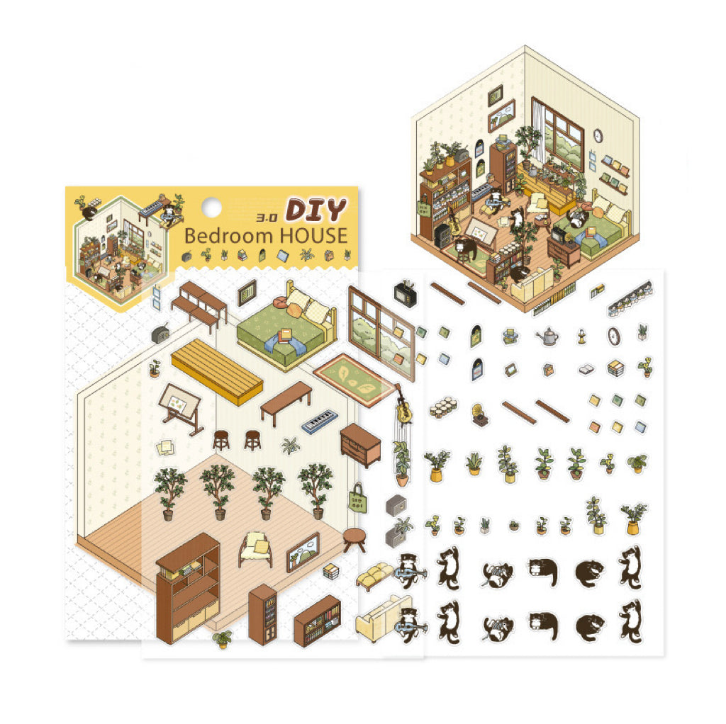 DIY 3D House Stickers,Make Your Own Bedroom Kitchen Study Room Garden