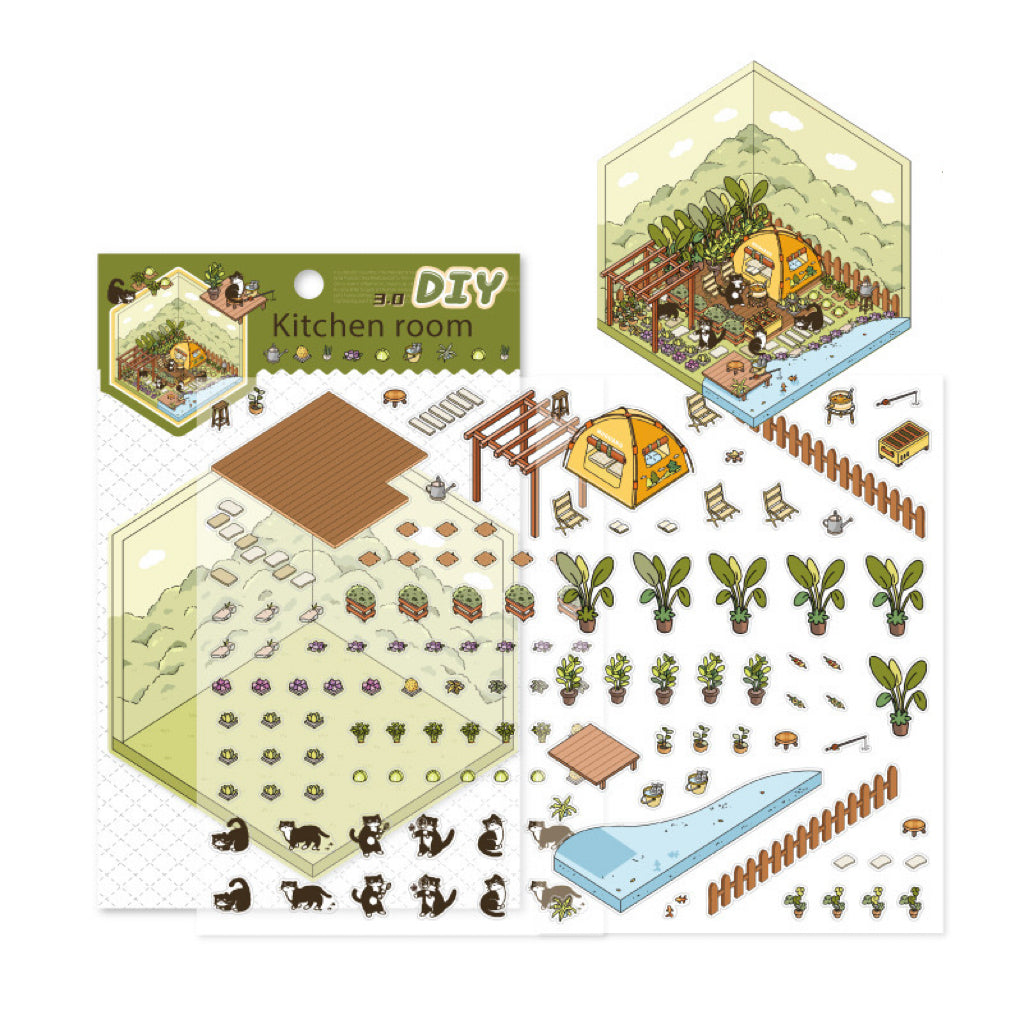 DIY 3D House Stickers,Make Your Own Bedroom Kitchen Study Room Garden