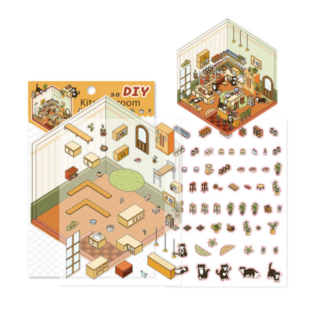 DIY 3D House Stickers,Make Your Own Bedroom Kitchen Study Room Garden