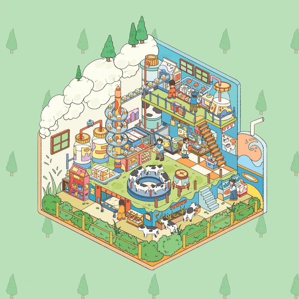DIY Birthday Cake Miniature Sticker Scene! Instant Noodle Factory Cabin