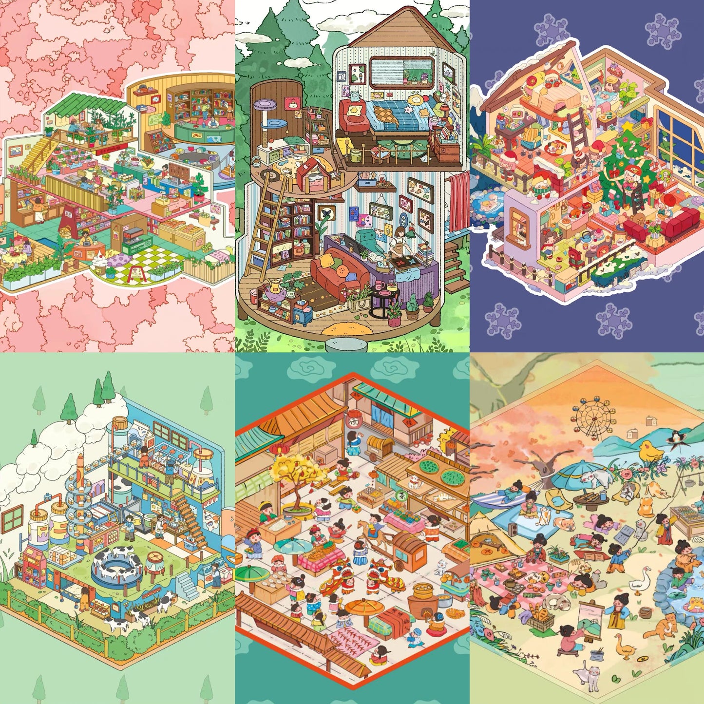 DIY Sticker Scene! Cabin|Milk Factory|Christmas House|Spring Outing|Temple Fair