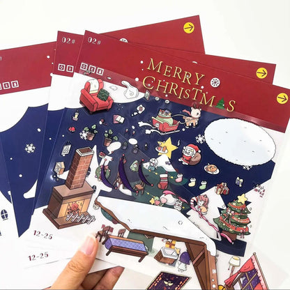 3D Christmas House Sticker Scene