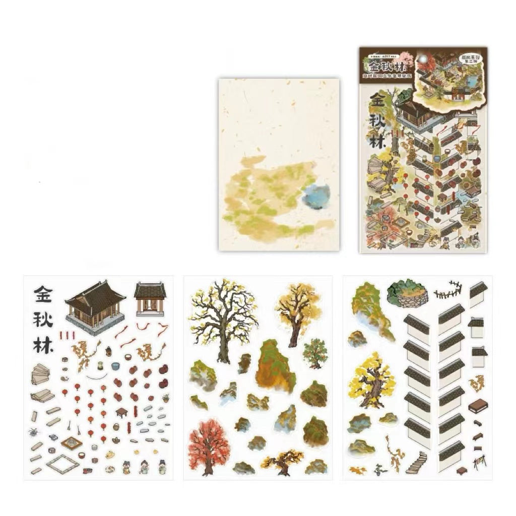 Traditional Chinese Style Scene DIY Sticker Landscape Sticker