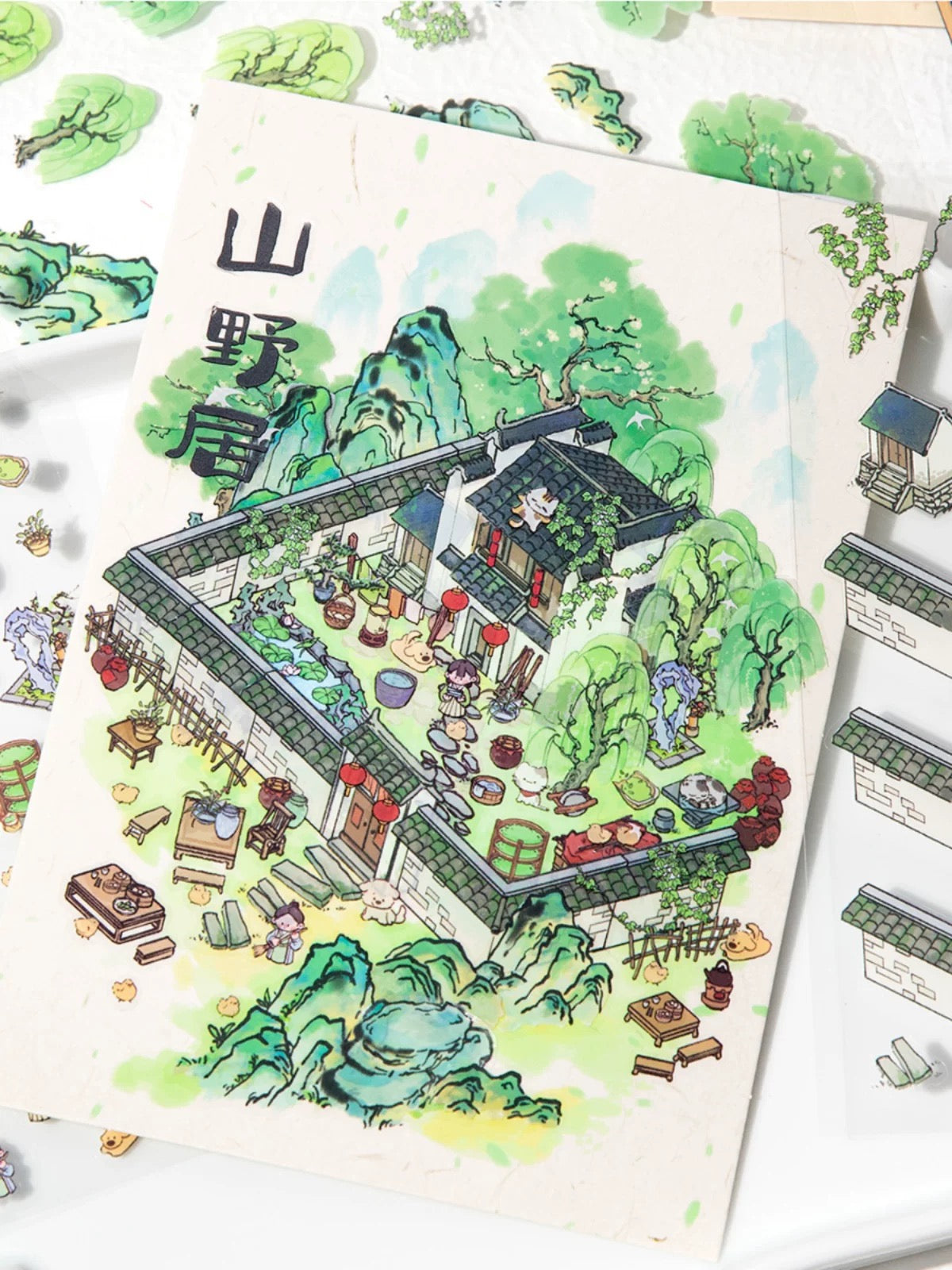 Traditional Chinese Style Scene DIY Sticker Landscape Sticker