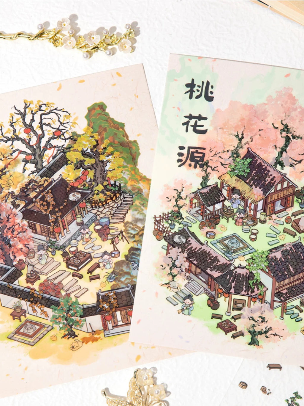 Traditional Chinese Style Scene DIY Sticker Landscape Sticker
