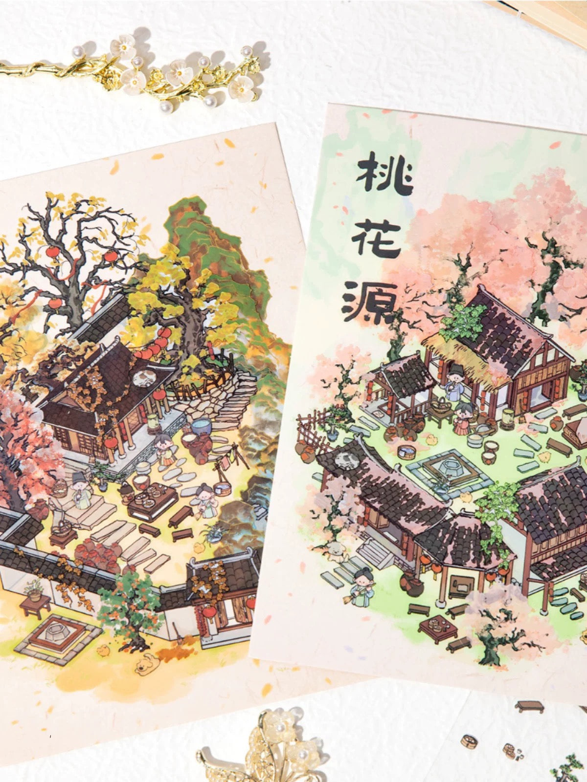 Traditional Chinese Style Scene DIY Sticker Landscape Sticker